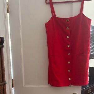 J. Crew Red Mini Dress with Button Detail